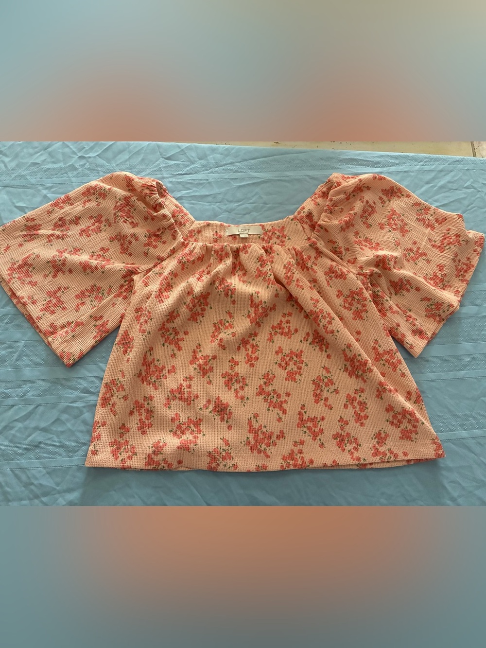 LOFT Small Floral Off-Shoulder Puff Sleeve Top